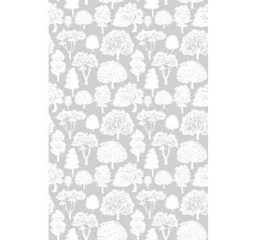 Grey and white silhouettes tree blind - TenStickers