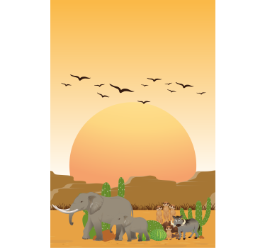 African sunset in the wild Animal blind - TenStickers