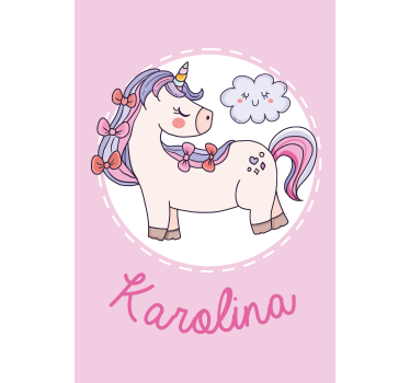 Pink unicorn with name Personalized blind - TenStickers