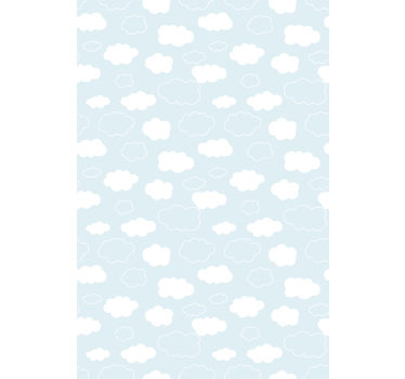 White and light blue drawing style Cloud roller blind - TenStickers