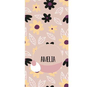 Custom Floral Name Design customised roller blind - TenStickers