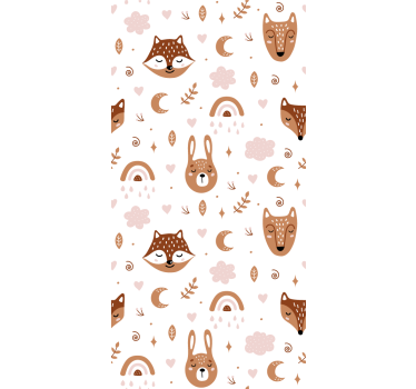 cute brown animals and rainbows Childrens blind - TenStickers