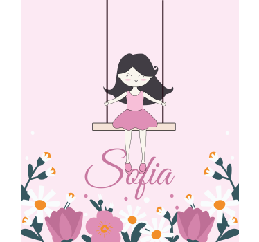 Girl on a swing Custom printed window shade - TenStickers