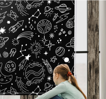 Black and white cosmic illustrations Kids blind - TenStickers