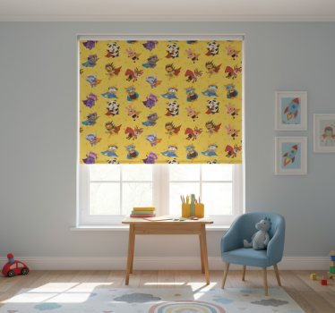 Blind children superhero pets pattern over yellow - TenStickers
