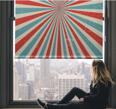 Blue and red retro pre-wash patter Rustic roller blind - TenStickers