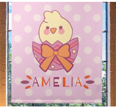 Baby chick with bow and name customised roller blind - TenStickers