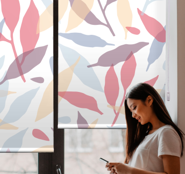 Colourful leaves pattern More flowers and plant roller blind - TenStickers