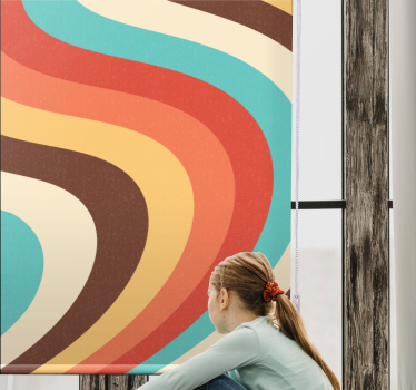 Retro roller blind with curved retro waves - TenStickers