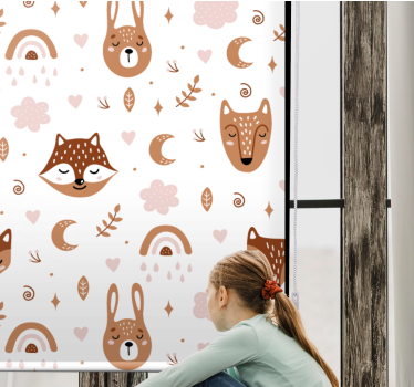 cute brown animals and rainbows Childrens blind - TenStickers