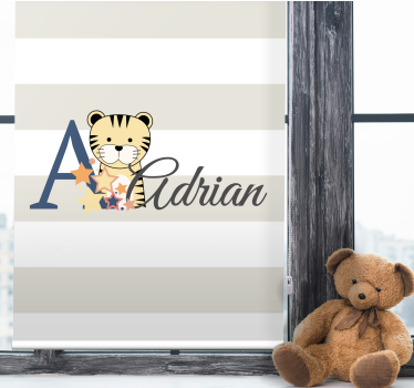Baby tiger with name and initial blind children - TenStickers