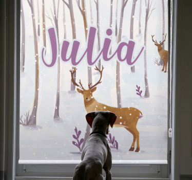 Deer in snow with name blind children - TenStickers