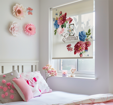 Floral initial Custom printed window shade - TenStickers