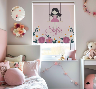 Girl on a swing Custom printed window shade - TenStickers