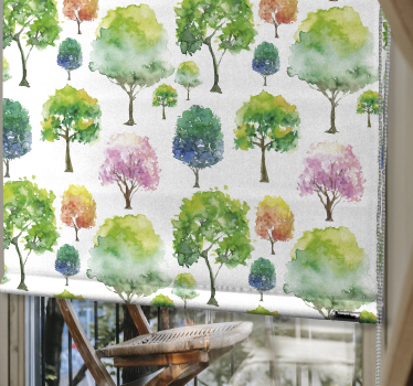 Green tones Tree roller blind - TenStickers