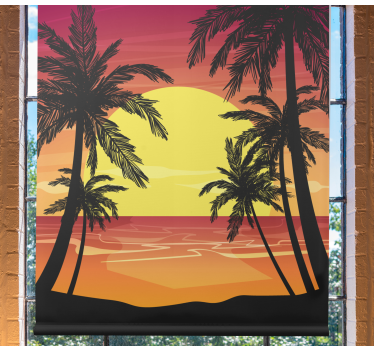 Palm Sunset Scene tree blind - TenStickers