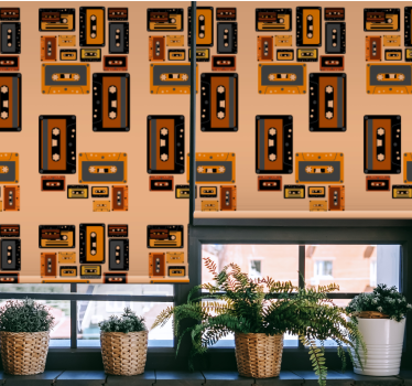 Retro roller blind inspired by vintage cassette tapes - TenStickers