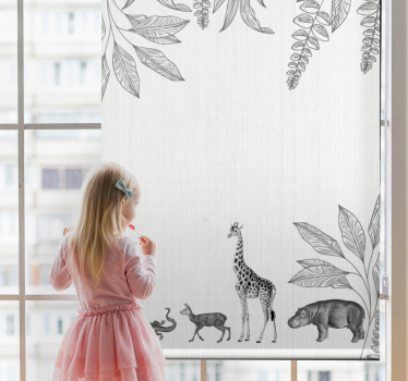Safari animals and trees border Kids blind - TenStickers