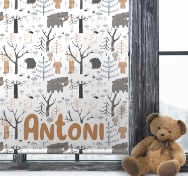 Scandinavian forest with animals Tree roller blind - TenStickers