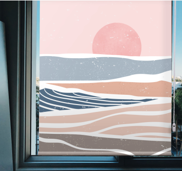 Serene Sunset Waves retro roller blind - TenStickers