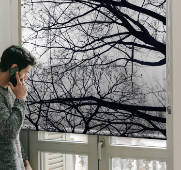 White and gray Tree roller blind - TenStickers