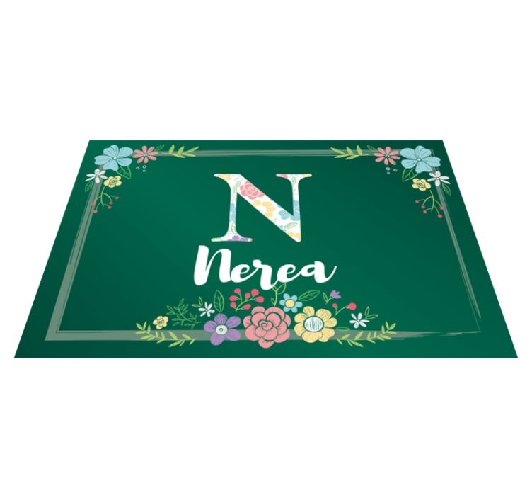 Green with flowers customisable name placemats - TenStickers