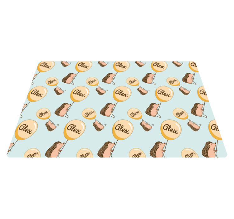 Hedgehog with balloons with name children placemats - TenStickers