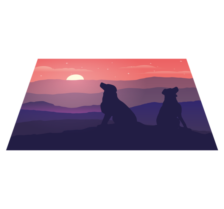 sunset and dog Vinyl placemats - TenStickers