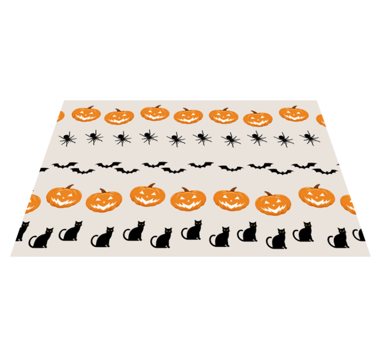 Halloween placemats featuring pumpkin spider cat - TenStickers