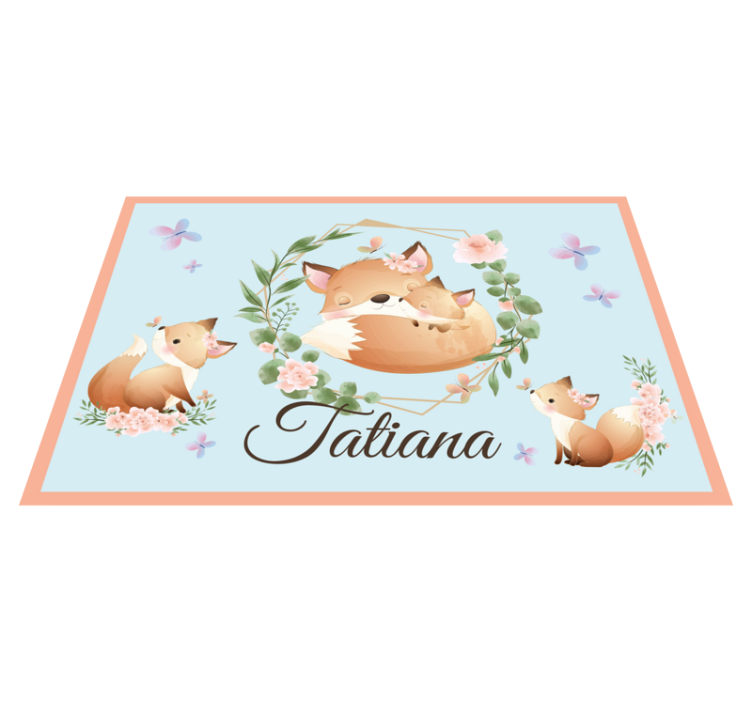 Children placemats cute fox family - TenStickers
