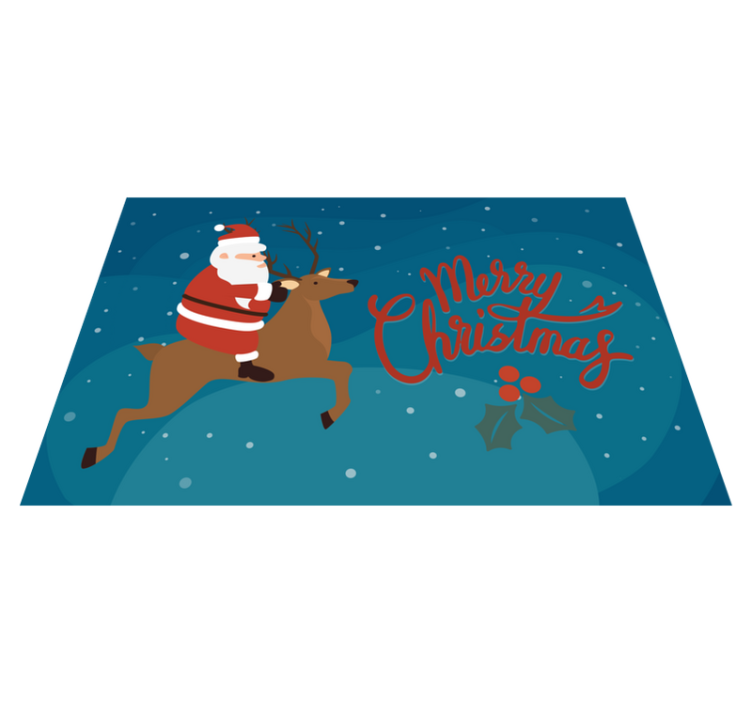 Christmas placemats santa on reindeer - TenStickers