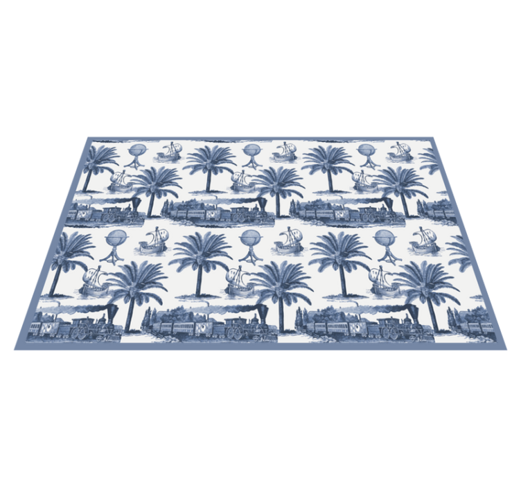 Modern placemats with nostalgic travel scenes - TenStickers