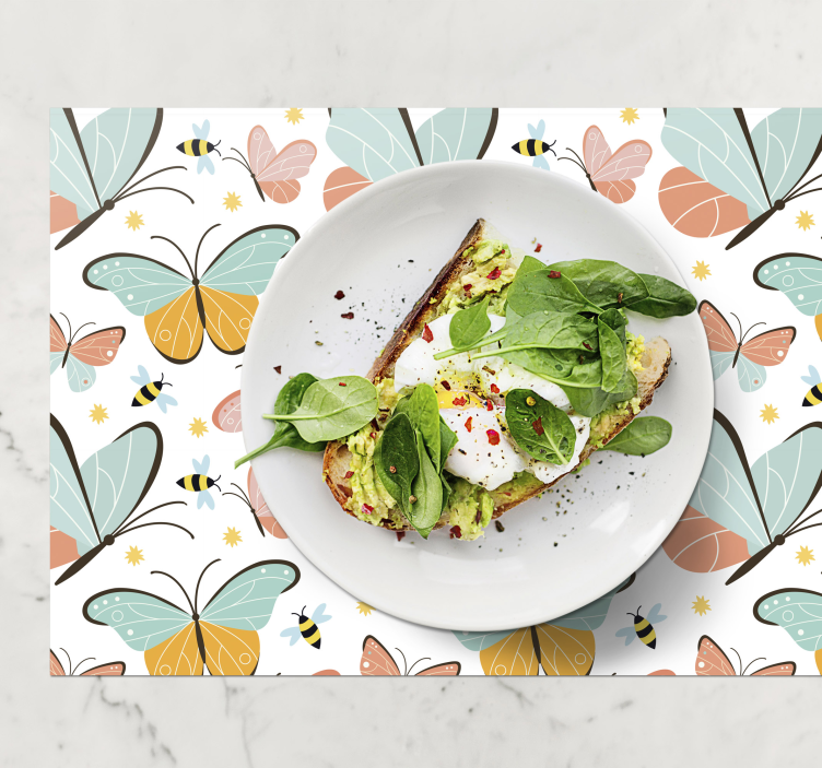 butterflies and bees butterfly placemats - TenStickers