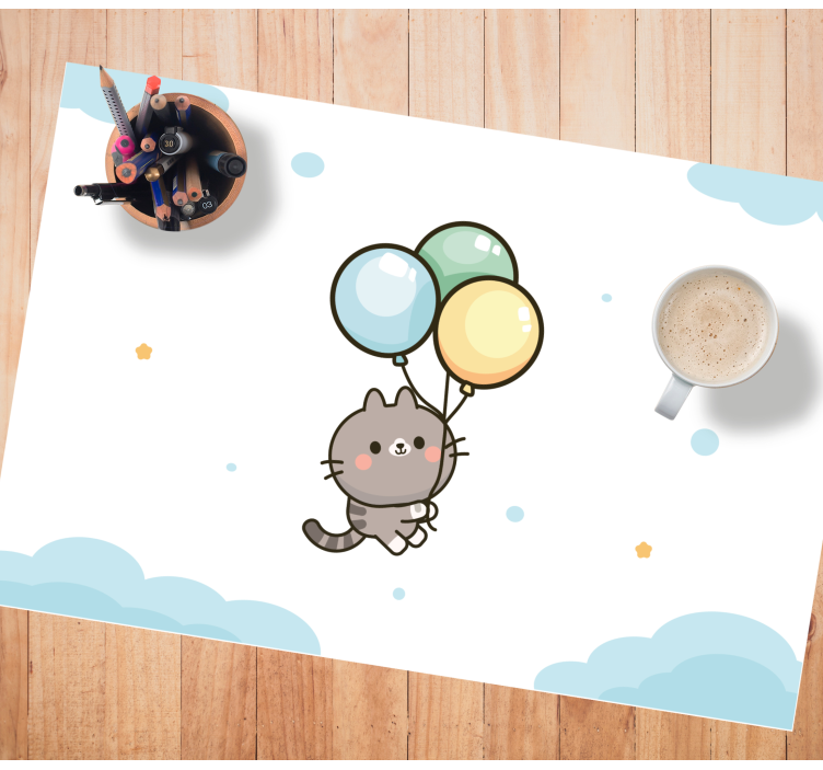 Cat and balloons children placemats - TenStickers
