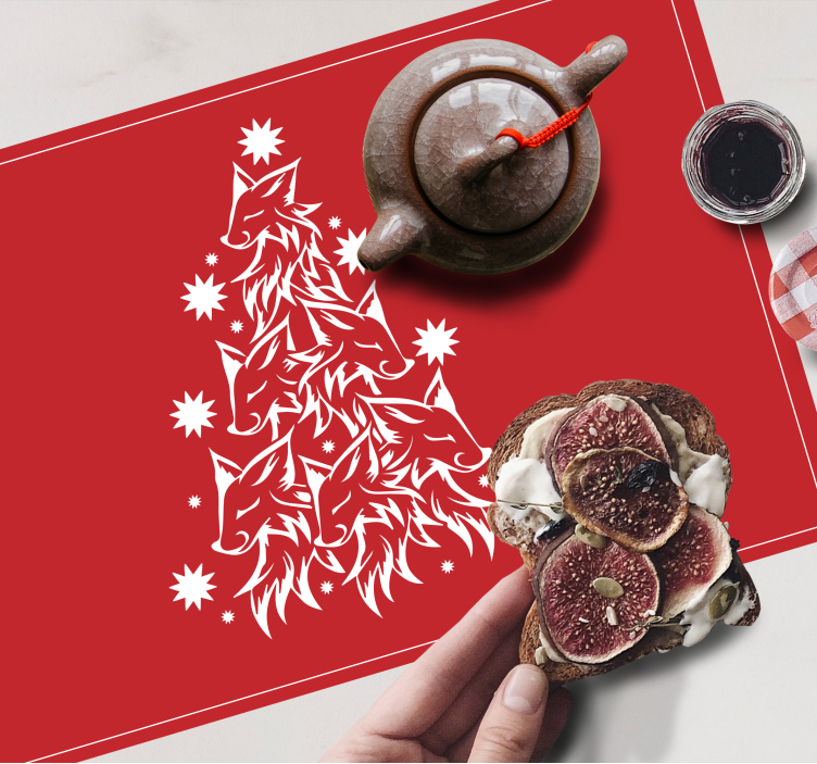 Christmas tree wolves Christmas placemats - TenStickers