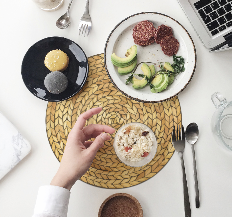 circular wicker textured placemats - TenStickers