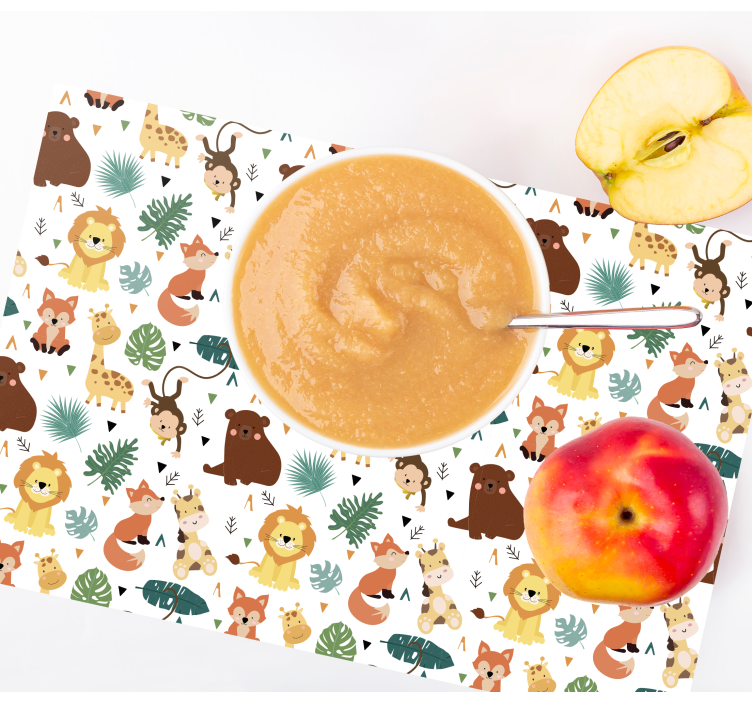 Cute wild animals leaves children placemats - TenStickers
