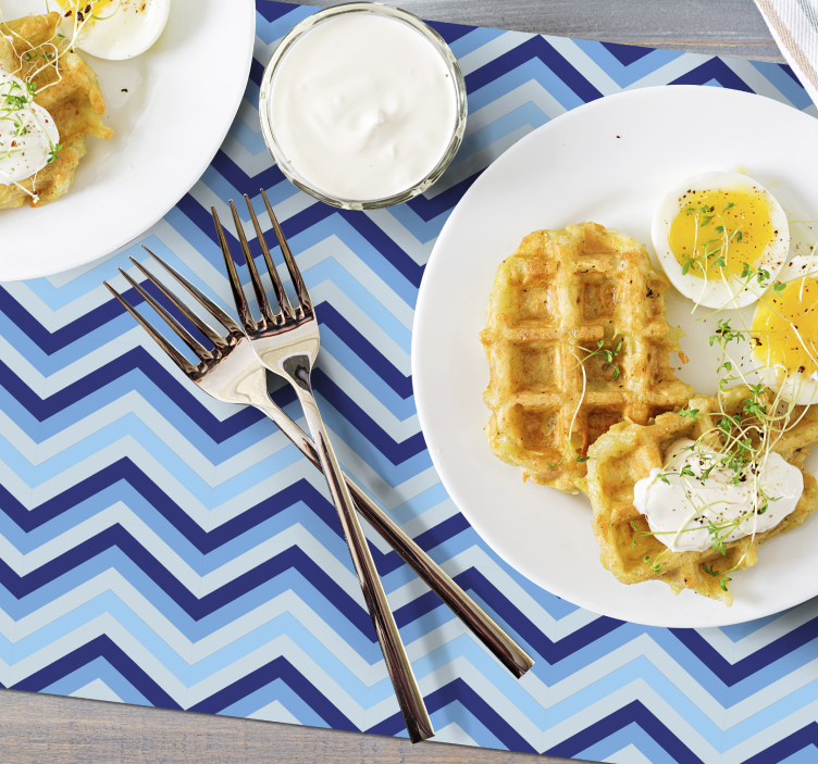 Different blues chevron pattern modern placemat - TenStickers