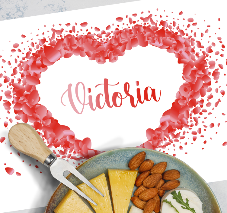 Petals forming heart with name placemats - TenStickers