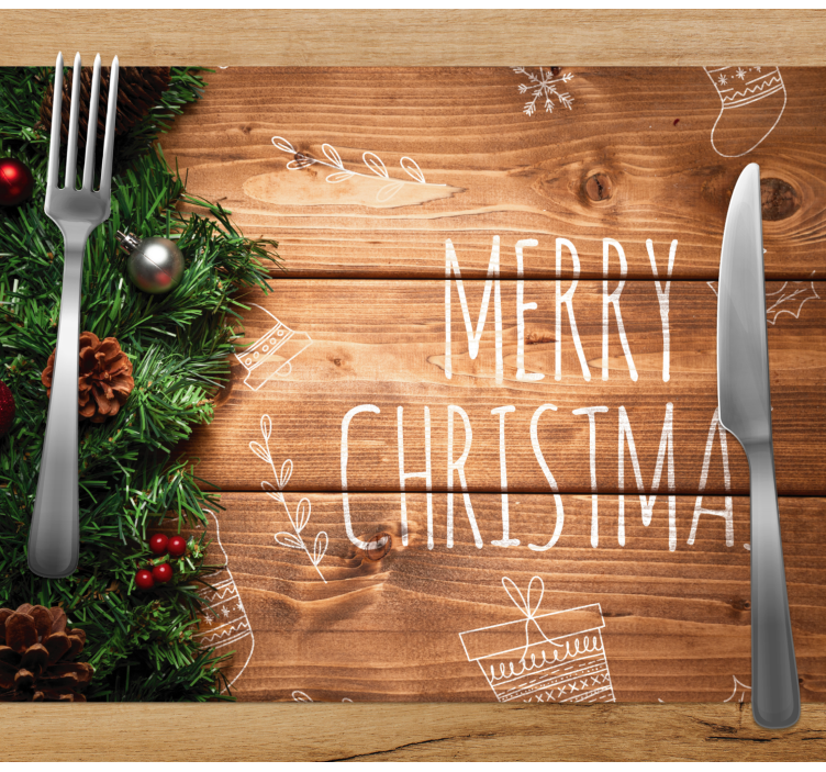 Pine cone decor with text Christmas placemats - TenStickers
