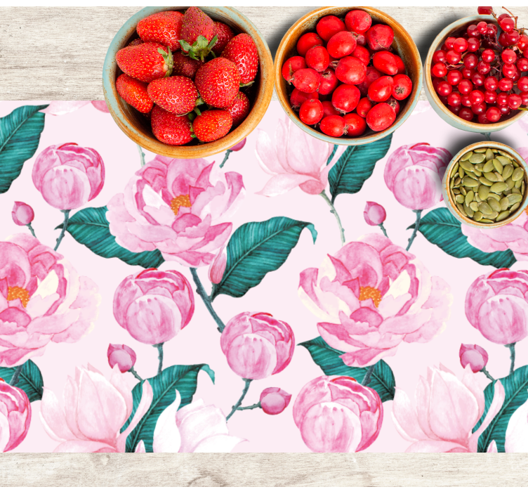 Pink Floral Pattern original placemats - TenStickers