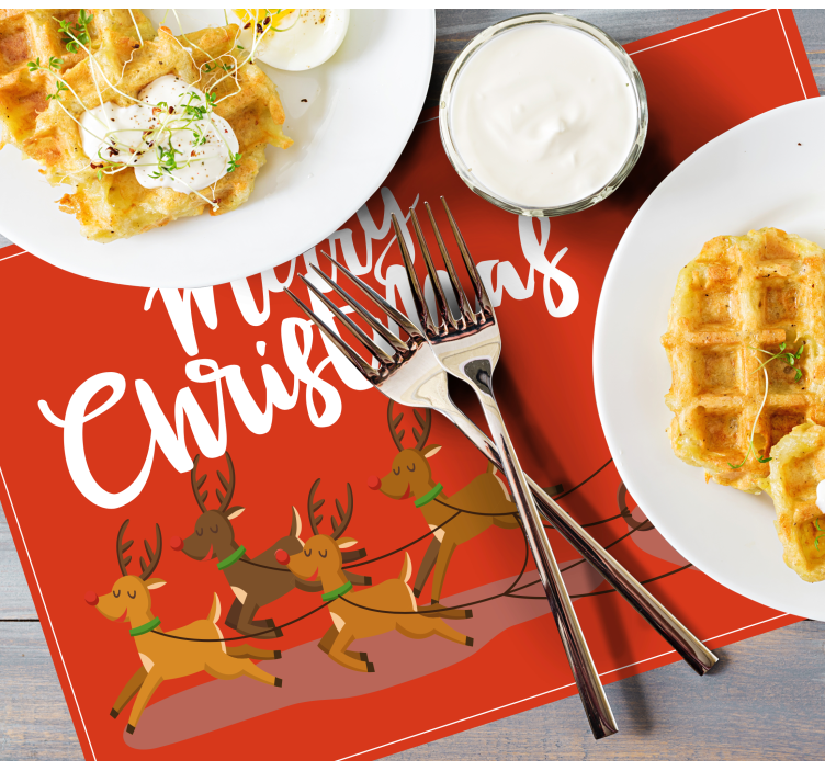 Santa and reindeer red Christmas placemats - TenStickers