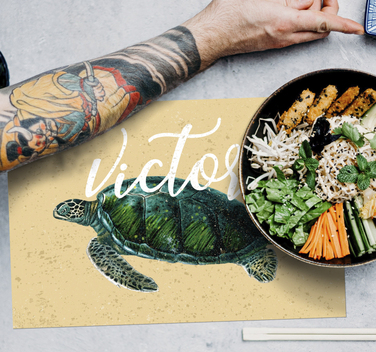 Sea turtle with name turtle placemats - TenStickers