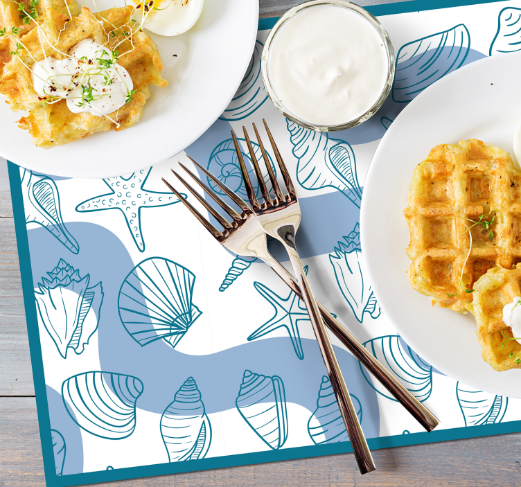 Seashells patterns seashell placemats - TenStickers