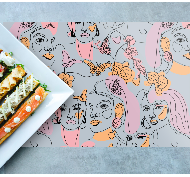 Women abstract collage Vinyl placemats - TenStickers