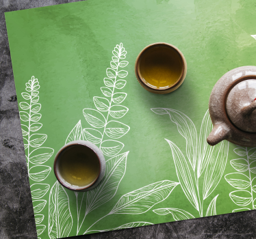Children placemats tea set with leaves - TenStickers