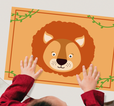 Cute lion drawing kids table mat - TenStickers
