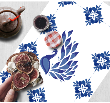 Delftware peacock  original vinyl placemats - TenStickers