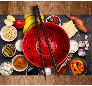 Modern placemats red bowl ingredients - TenStickers