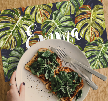 Personalised monstera floral vinyl placemats - TenStickers